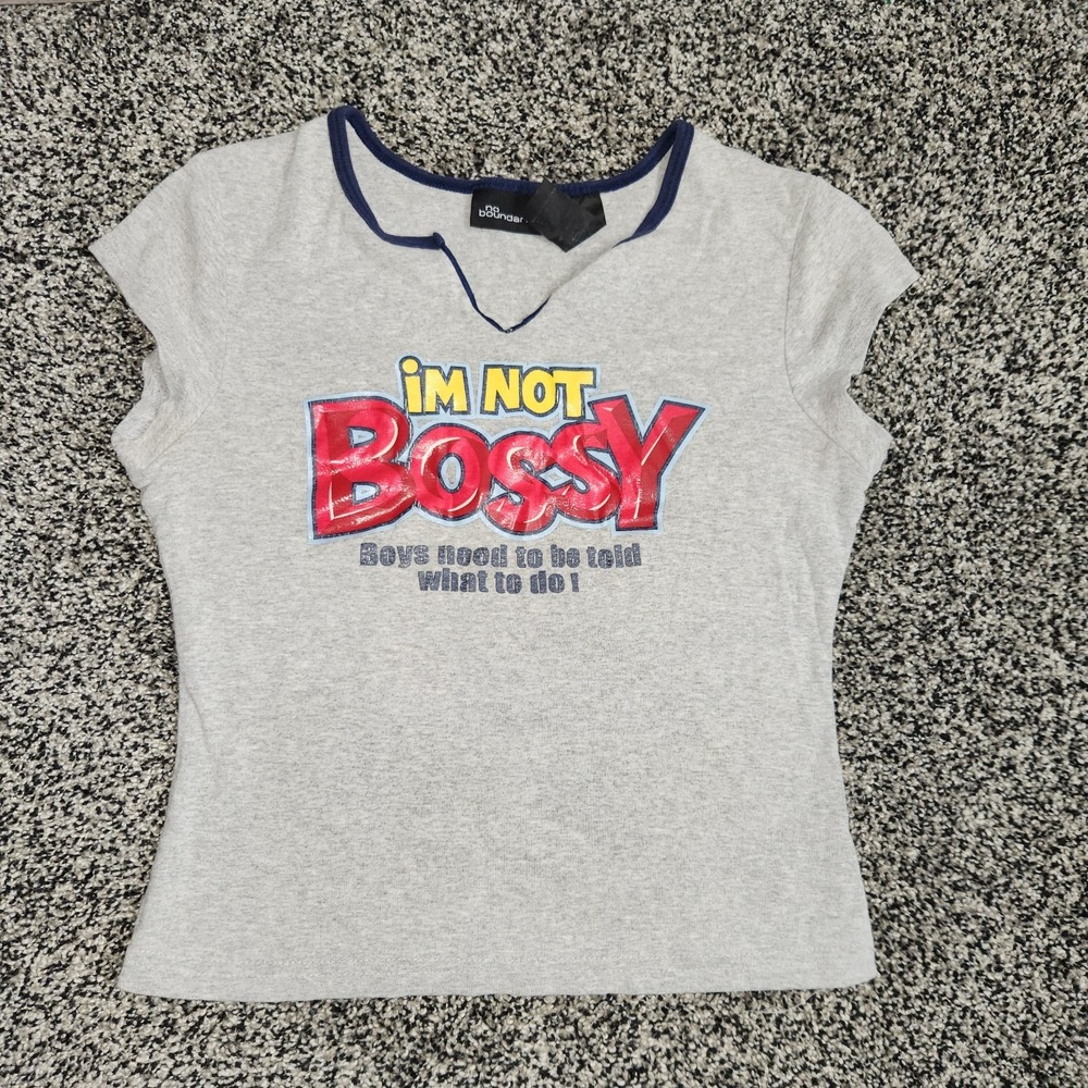 Vtg Y2k No Boundaries Im Not Bossy Crop Top V Neck Preppy Mallcore Bratz Jr Sm